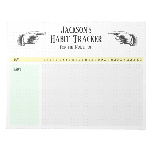 Retro Pointing Hands Habit Tracker Notepad (Front)