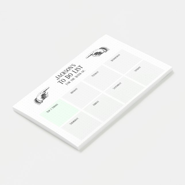 Retro Pointing Hands To Do List Post-it Notes (Angled)