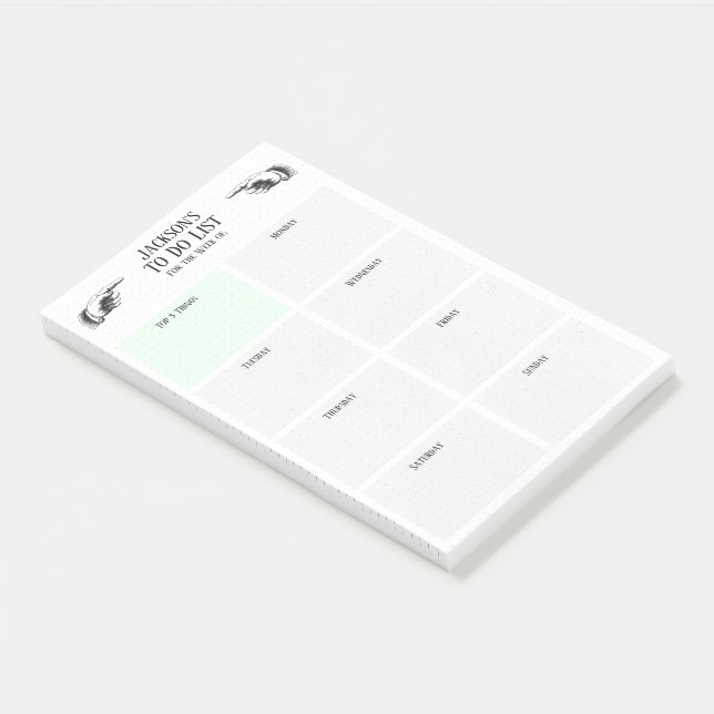 Retro Pointing Hands To Do List Post-it Notes (Angled)