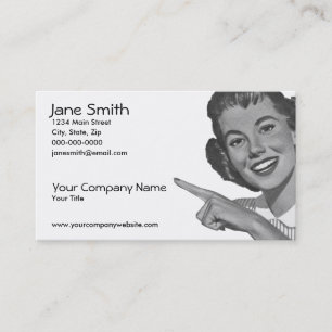 Retro Pointing Woman Business Card