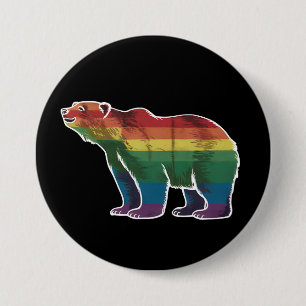 Retro Polar Bear Rainbow Lesbian LGBT Gay Pride 7.5 Cm Round Badge