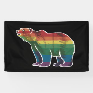 Retro Polar Bear Rainbow Lesbian LGBT Gay Pride Banner