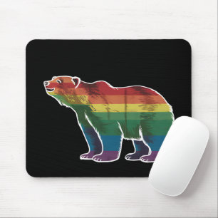 Retro Polar Bear Rainbow Lesbian LGBT Gay Pride Mouse Pad