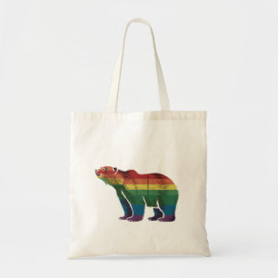 Retro Polar Bear Rainbow Lesbian LGBT Gay Pride Tote Bag