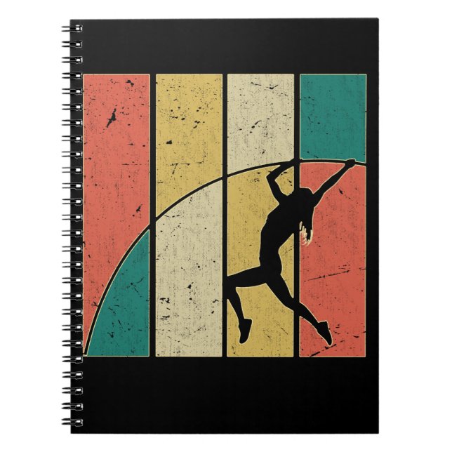 Retro Pole Vaulting Girl Pole Vaulter Notebook (Front)