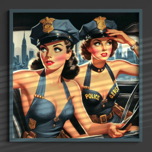 Retro Police Girls Poster