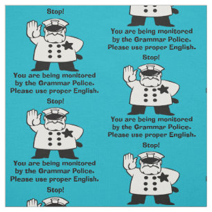 Retro Policeman Use Proper English Grammar Police Fabric