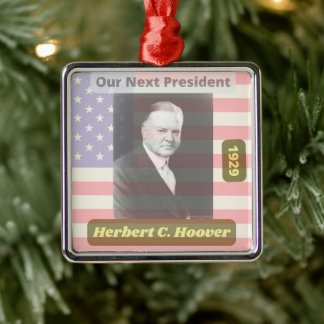 Retro Political Herbert Hoover President Art 1929 Metal Tree Decoration