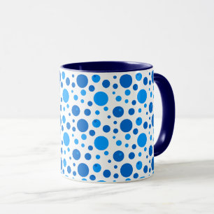 Retro Polka Dot and Circles Pattern in Blues Mug