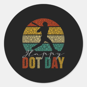 Retro Polka Dot Baseball Player Lover Fan Happy Do Classic Round Sticker