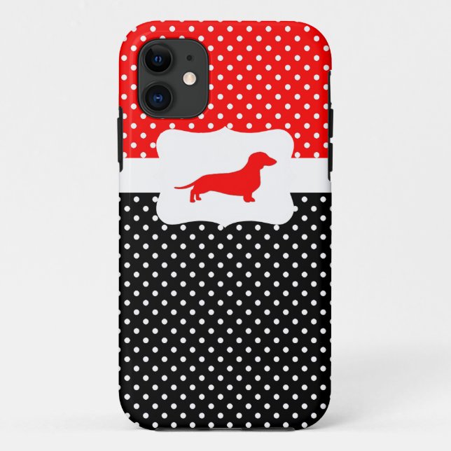 Retro Polka dot case w/Dachshund (Back)