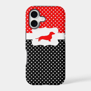 Retro Polka dot case w/Dachshund