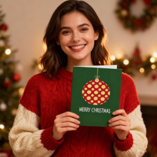 Retro Polka Dot Christmas Ornament Holiday Card