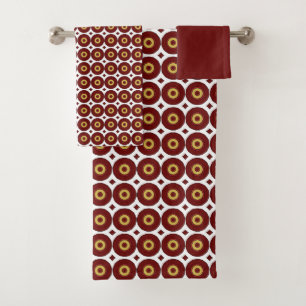 Retro Polka Dot Circle Motif Bath Towel Set