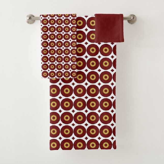 Retro Polka Dot Circle Motif Bath Towel Set (Insitu)