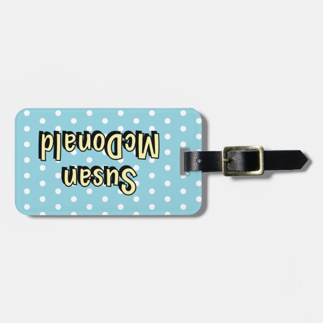 Retro polka dot fifties style luggage tag (Front Horizontal)