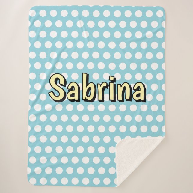 Retro polka dot fifties style sherpa blanket (Front)