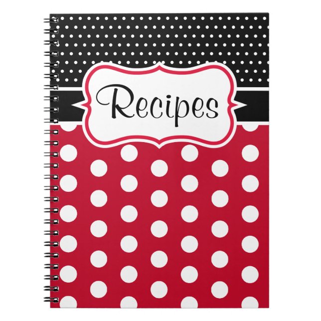 Retro Polka Dot Kitchen Recipe Notebook Gift (Front)
