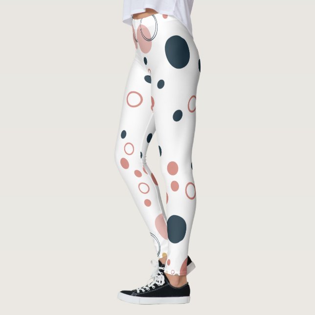 Retro Polka Dot Mid-Century Modern Patterned Leggings (Left)