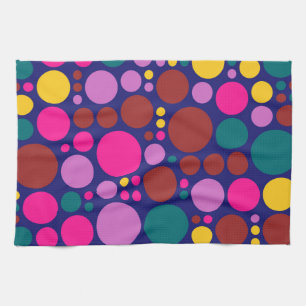 Retro Polka Dot Mosaic Pattern #2 Tea Towel