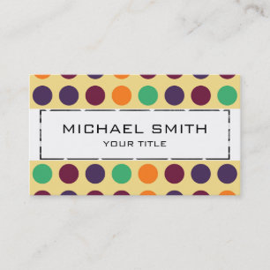 Retro Polka Dot Mosaic Pattern #8 Business Card