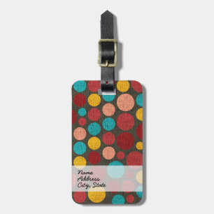 Retro Polka Dot Painted Canvas #3 Luggage Tag