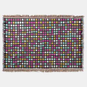 Retro Polka Dot Painted Canvas #4 Throw Blanket