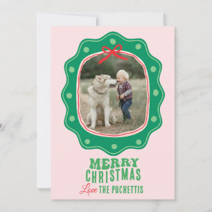 Retro Polka Dot Picture Frame Christmas Holiday Card