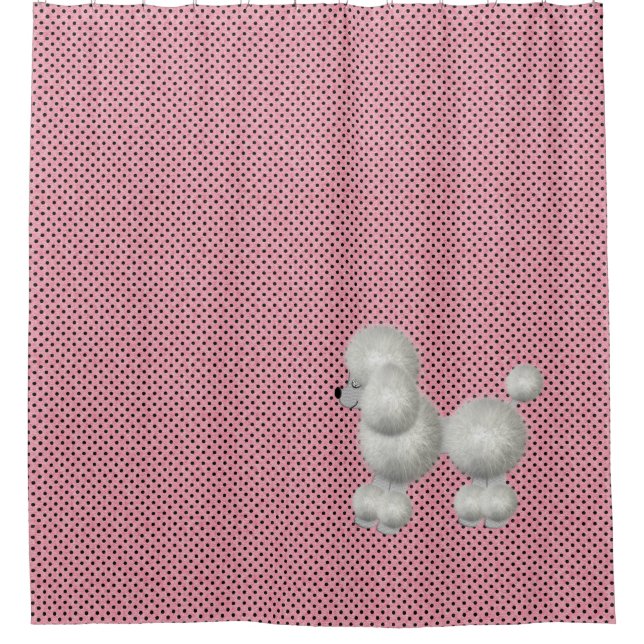 Retro Polka Dots and Poodle Shower Curtain (Front)