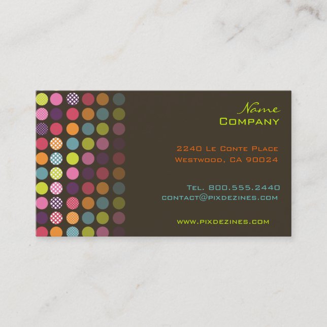 Retro polka dots, dark graphite business card (Front)