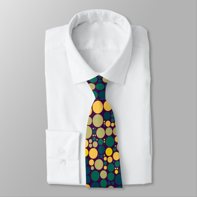 Retro polka dots green and yellow tie (Tied)