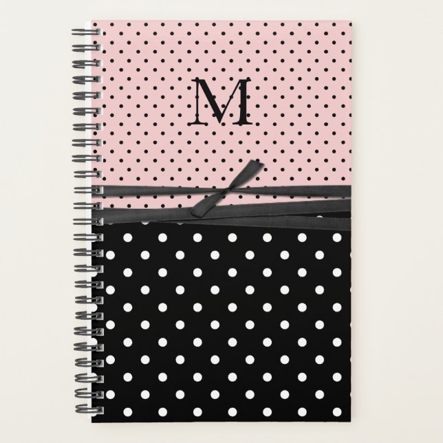 Retro Polka Dots Monogrammed Daily Planner (Front)