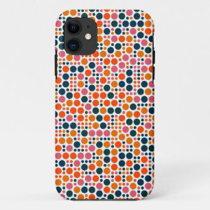 Retro Polka Dots Orange Pink Blue Case-Mate iPhone Case