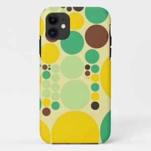 Retro polka dots pattern (Green, Yellow, Brown) iPhone 11 Case