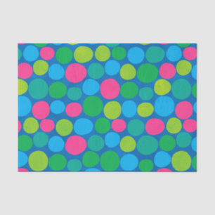 Retro Polka Dots Pink Green Blue Pattern Tissue Paper