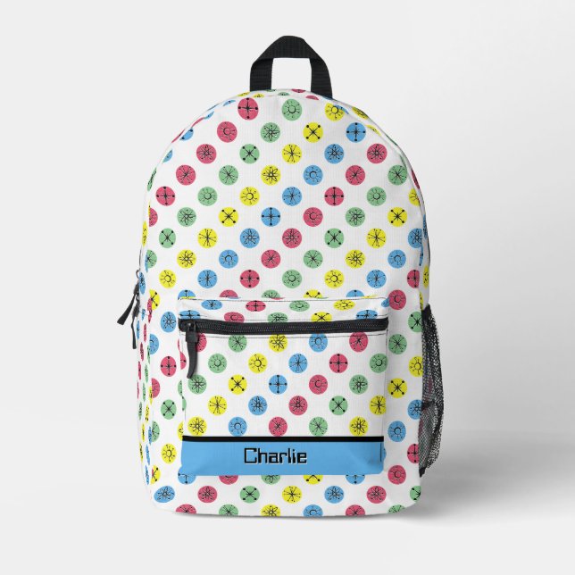 Retro Polka Dots  Printed Backpack (Front)