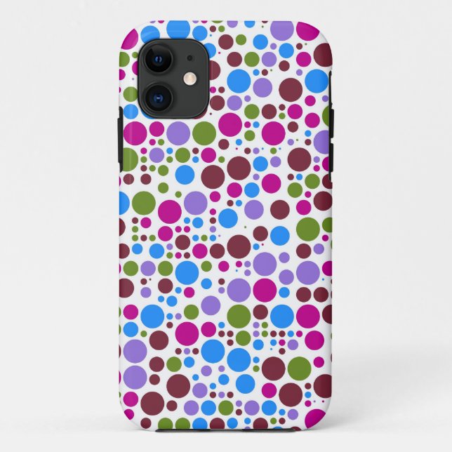 Retro Polka Dots | Red Green Blue Purple Case-Mate iPhone Case (Back)