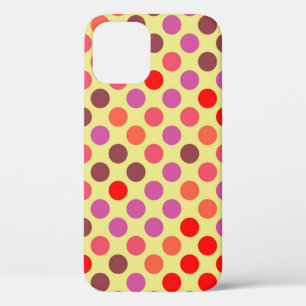 Retro Polka Dots Red Violet Brown iPhone 12 Pro Case