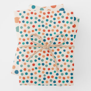 Retro polka dots wrapping paper sheet
