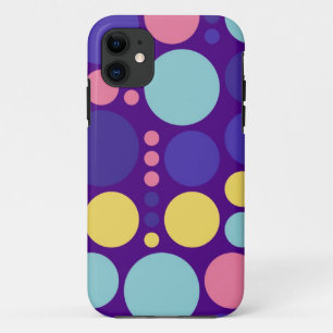 Retro Polka Dots Yellow Purple Pink Blue Case-Mate iPhone Case
