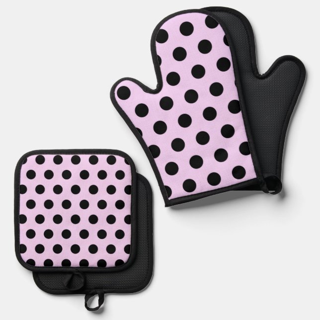 Retro Polkadots Pattern Oven Mitt & Pot Holder Set (Front/Back)