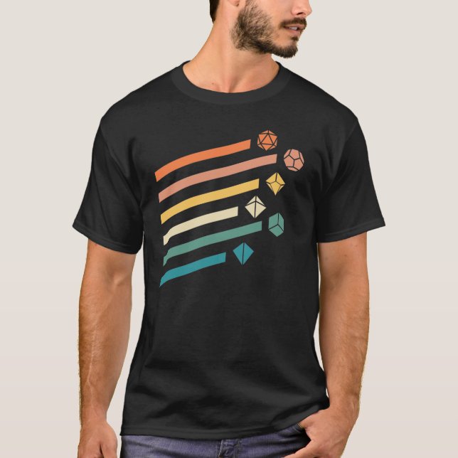 Retro Polyhedral Dice Set Tabletop RPG T-Shirt (Front)