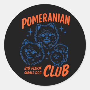 Retro Pomeranian Club Cute Small Dog Club Pet Classic Round Sticker