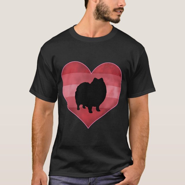 Retro Pomeranian Valentines Day Heart Love Womens  T-Shirt (Front)