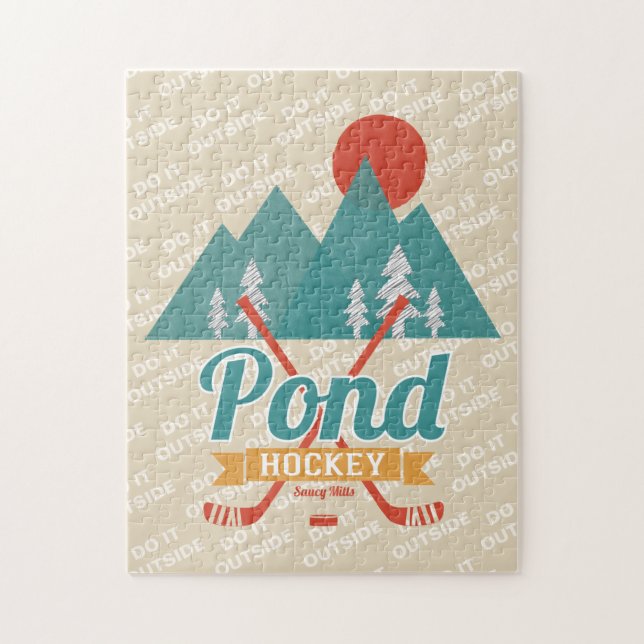 Retro Pond Hockey Do It Outside Jigsaw Puzzle (Vertical)