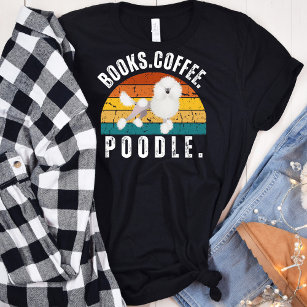 Retro Poodle Dog Books Coffee T-Shirt