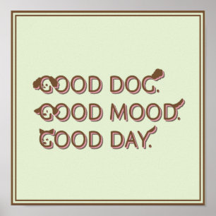 Retro Poodle Good Dog Good Mood Day Typography Poster