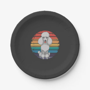 Retro Poodle Lover Dog Gifts for Poodle Owners Men Paper Plate