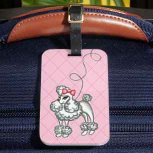 Retro Poodle Luggage Tag