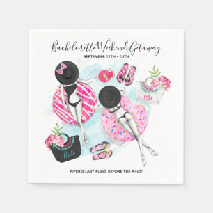 Retro Pool Girls Bachelorette Weekend Party Napkin